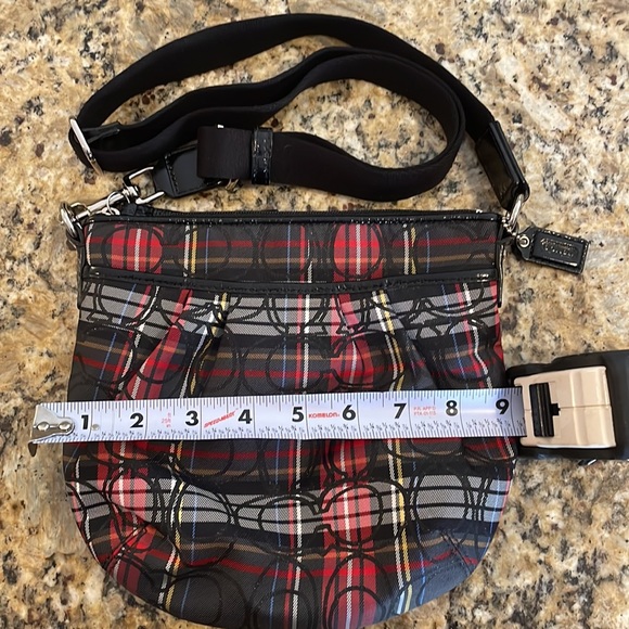 Crossbody Coach purse. Plaid design. Refer to pictures for measurements. - Picture 2 of 6